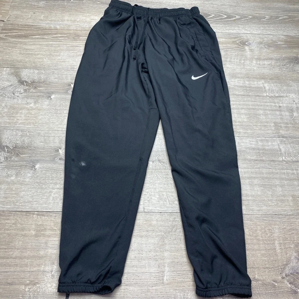 Nike‎ Dri-FIT Track Pants Mens Medium Black Polyester Joggers Ankle Zip Athletic